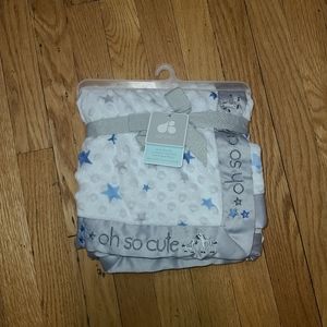 Oh So Cute Blue Grey Stars Baby Blanket